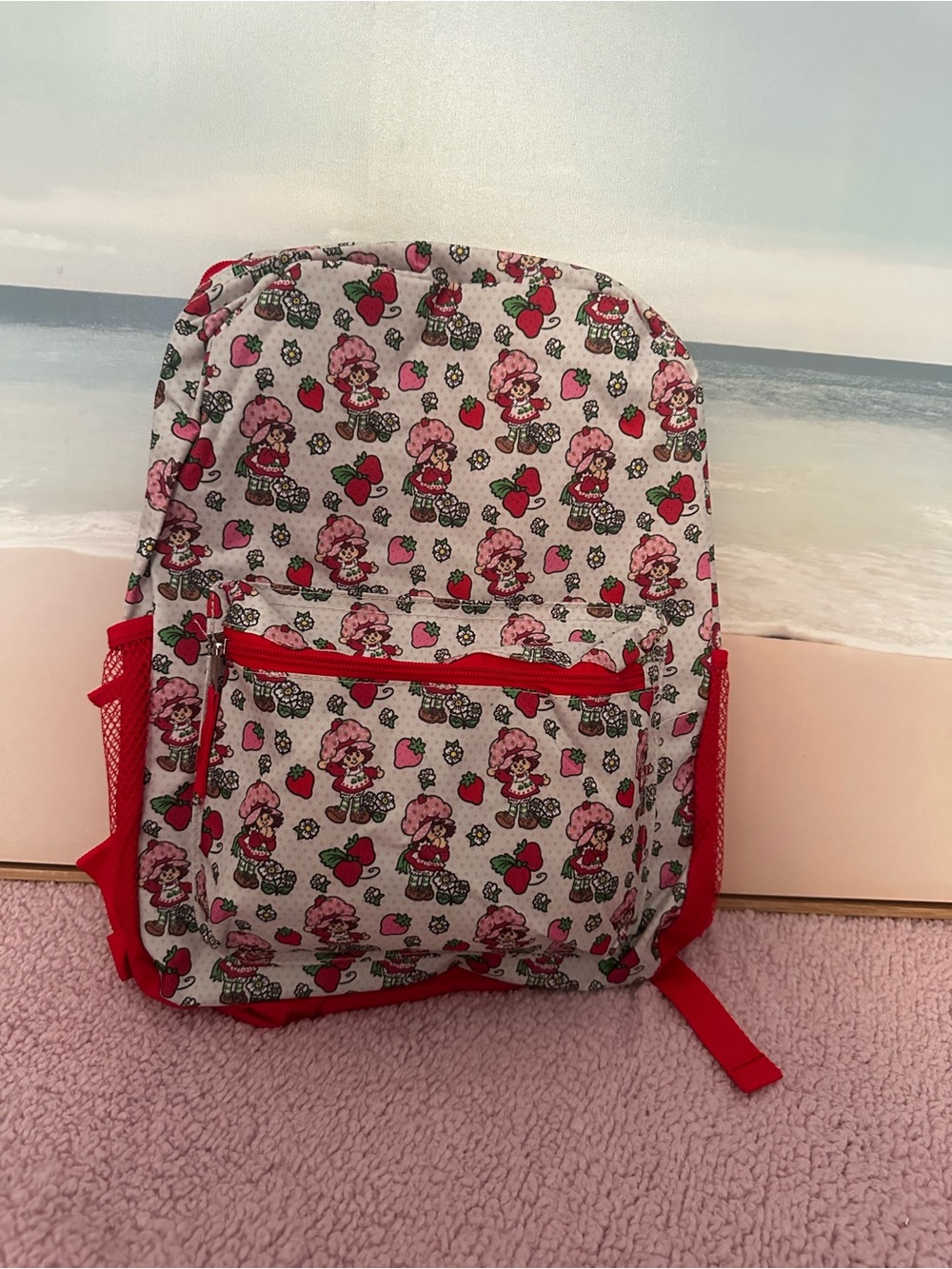 Strawberry Shortcake Backpack with Red Trim
